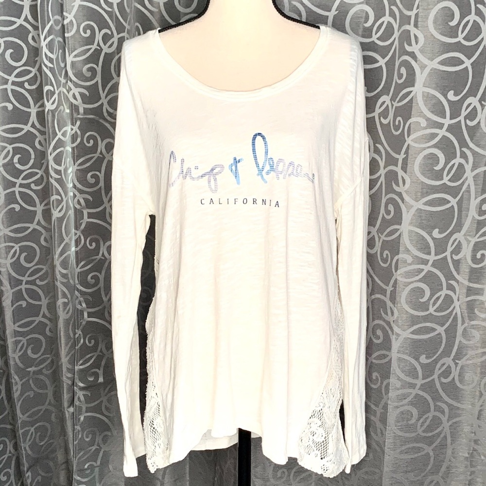 Chip & Pepper CALIFORNIA Lace Inset Knit Top Large